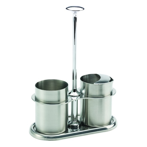 Service Ideas Cream & Sugar Caddy Set, 4 Ounce, Brushed Stainless - STCCRSG4
