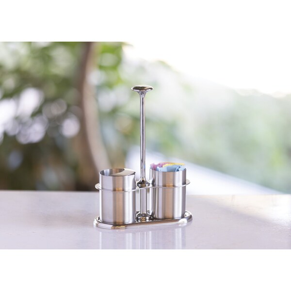 Service Ideas Cream & Sugar Caddy Set, 4 Ounce, Brushed Stainless - STCCRSG4