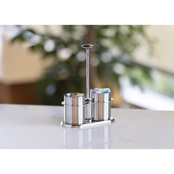 Service Ideas Cream & Sugar Caddy Set, 4 Ounce, Brushed Stainless - STCCRSG4