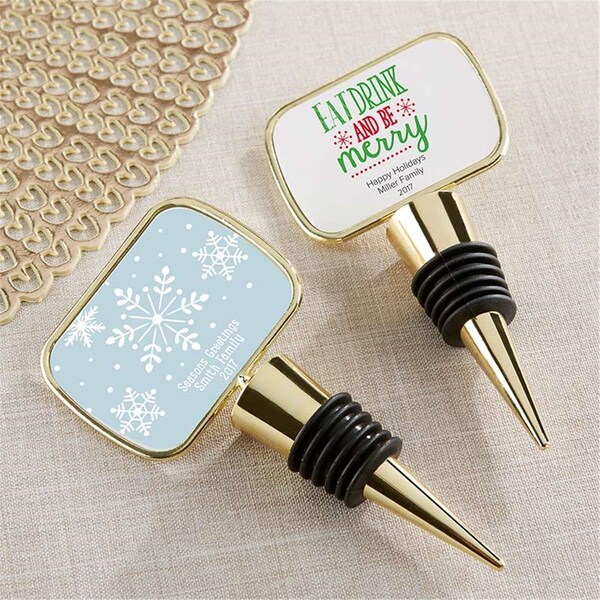 Kate Aspen Personalized Gold Bottle Stopper - Holiday - 11189GD-HOL