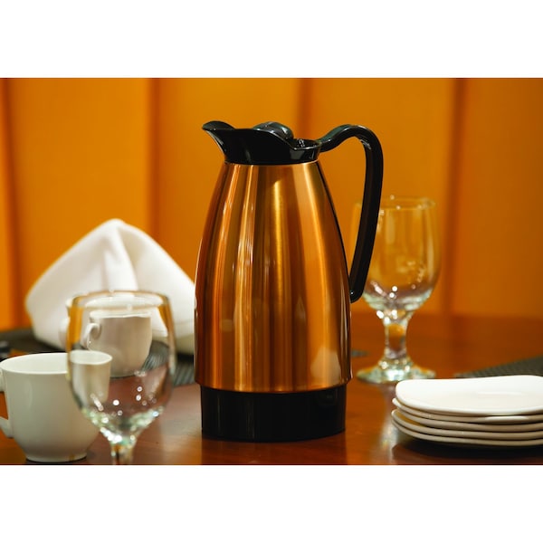 Service Ideas Classic Carafe, Glass Vacuum Insulation, 1 Liter, Stainless Steel - CGC101SS