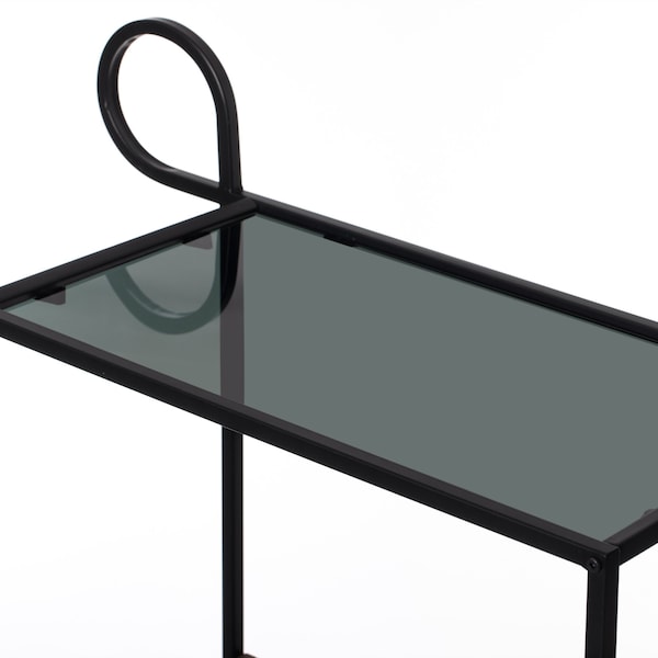 Vintiquewise Metal Wine Bar Serving Cart with Rolling Wheels and Handles for Dining, Living room or Entryway - QI004277