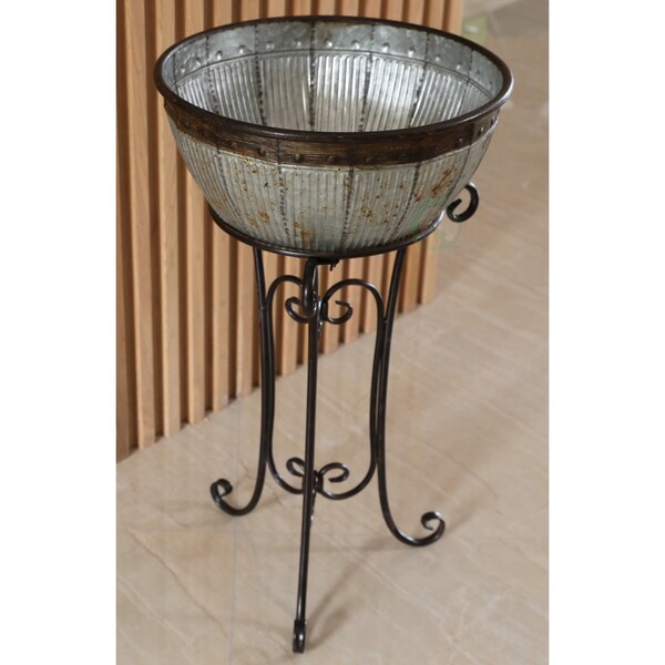 Vintiquewise Galvanized Metal Beverage Cooler Tub with Stand - QI003289