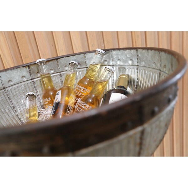 Vintiquewise Galvanized Metal Beverage Cooler Tub with Stand - QI003289