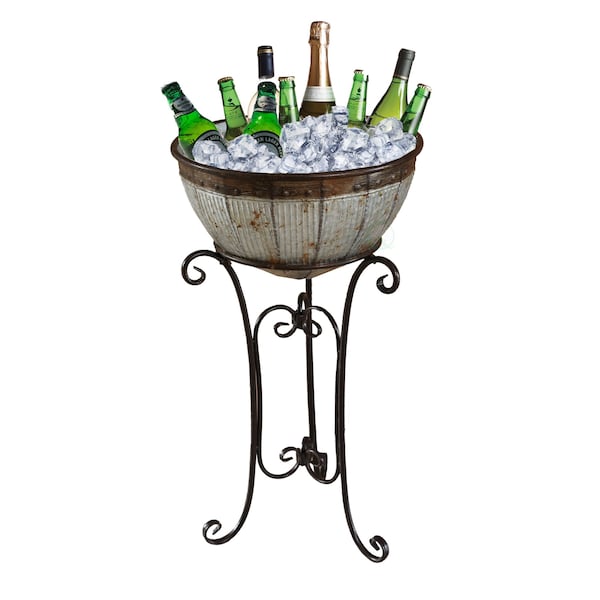 Vintiquewise Galvanized Metal Beverage Cooler Tub with Stand - QI003289