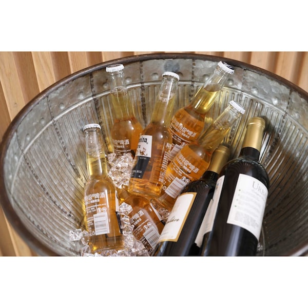 Vintiquewise Galvanized Metal Beverage Cooler Tub with Stand - QI003289