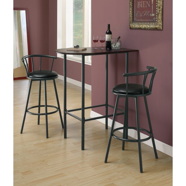 Monarch Specialties Home Bar, Bar Table, Bar Height, Pub, 36" Rectangular, Small, Kitchen, Metal, Laminate, Brown, Black - I 2345