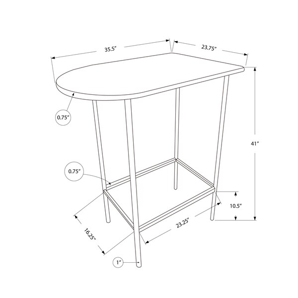 Monarch Specialties Home Bar, Bar Table, Bar Height, Pub, 36" Rectangular, Small, Kitchen, Metal, Laminate, Brown, Black - I 2345