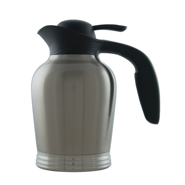 Service Ideas Ergoserv Carafe, Vacuum Insulated, 1 Liter, 33.8 oz, Stainless/Black - 10-00007-000