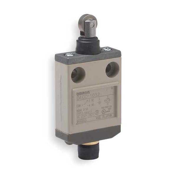 Interruptor de límite Omron, Plunger, Roller, SPDT, 1A @ 120V AC, Ubicación del actuador: Superior - D4CC1032