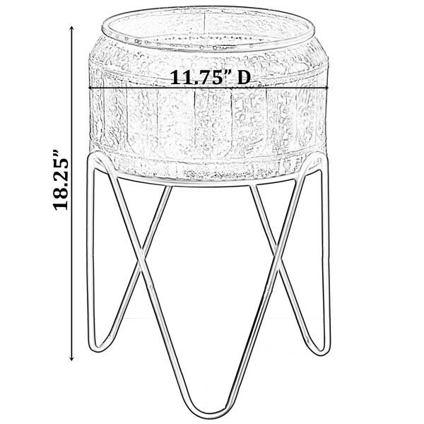 Vintiquewise Silver Galvanized Metal Ice Bucket Beverage Cooler Tub with Stand, Medium - QI004439.M
