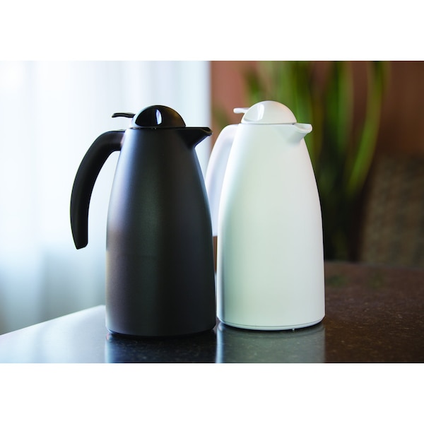 Service Ideas Alpha Carafe, 1 L, Glass Vacuum Insulated, White - ALPH10WH