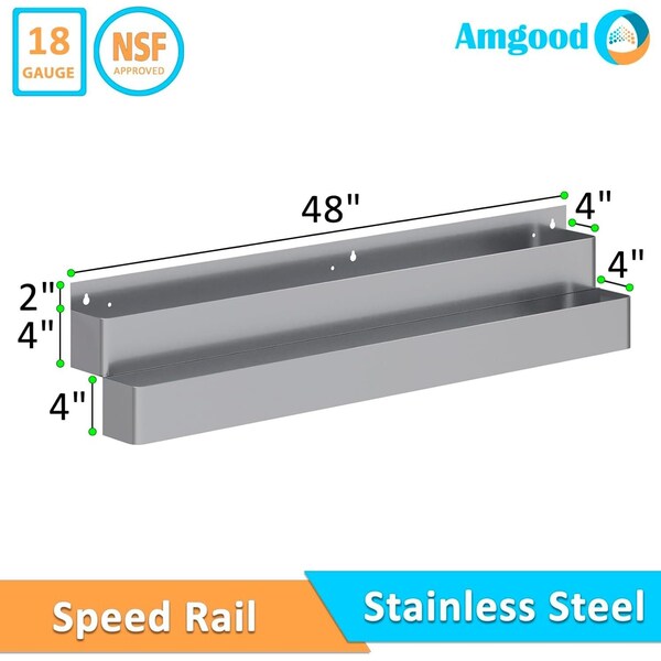Amgood 48 in. Double Tier Stainless Steel Speed Rail - SR-48D-Z