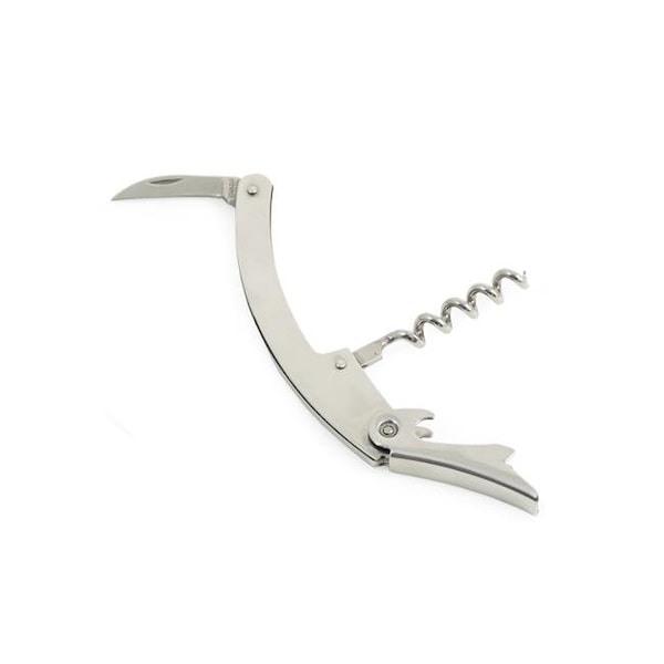 Bey Berk International Bey-Berk International BS906 Bar Tool with Corkscrew Bottle Cap Opener & Foil Cutter; Silver - Stainless Steel - BS906