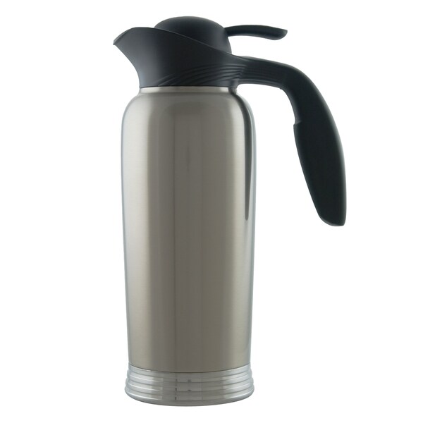 Service Ideas ErgoServ Creamer, Carafe Only, 1 Liter, Brushed Stainless/Black - 10-00744-000