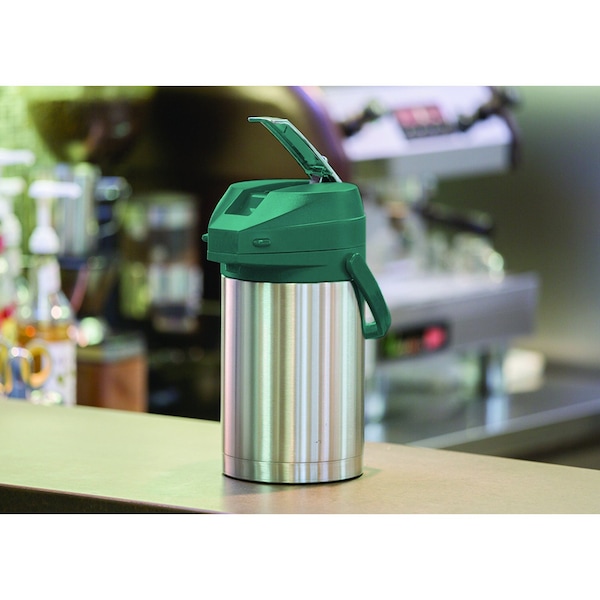 Service Ideas Color Me SVAC, Vacuum Insulated Airpot, Stainless Vacuum, 3 Liter, Brushed - CTAL30GRN