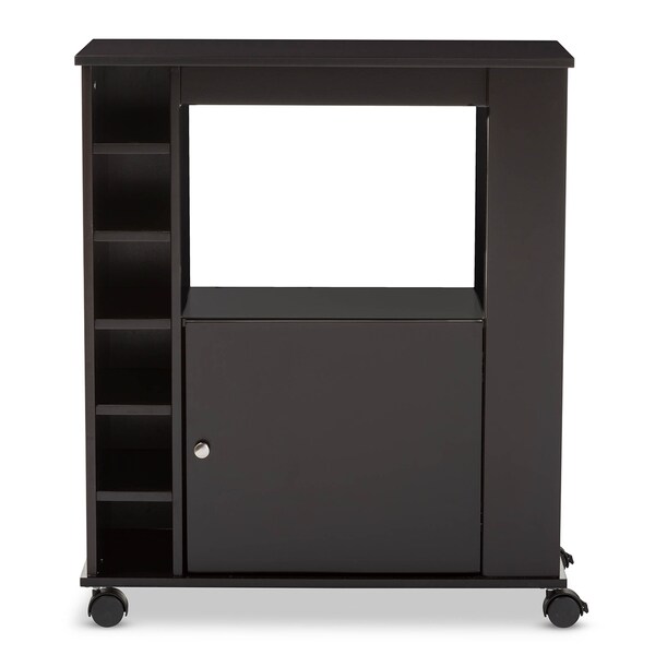 Baxton Studio Ontario Modern Dark Brown Wood Modern Dry Bar and Wine Cabinet - 121-6633
