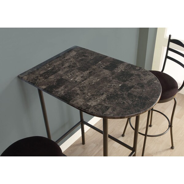 Monarch Specialties Home Bar, Bar Table, Bar Height, Pub, 36" Rectangular, Small, Kitchen, Metal, Grey Marble Look - I 2325