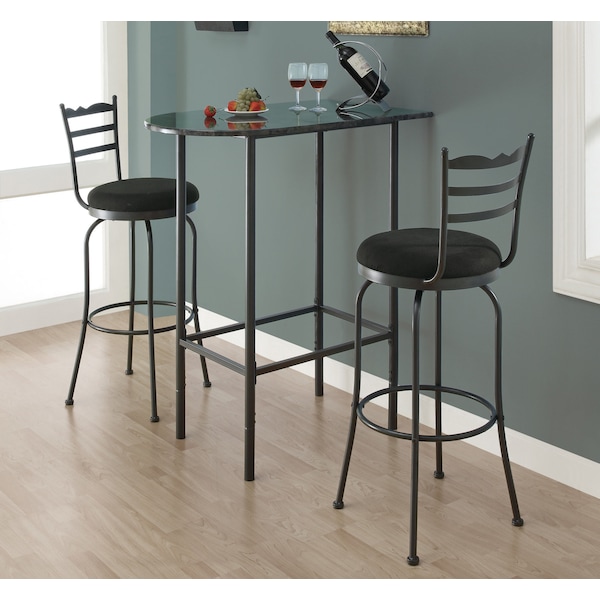 Monarch Specialties Home Bar, Bar Table, Bar Height, Pub, 36" Rectangular, Small, Kitchen, Metal, Grey Marble Look - I 2325