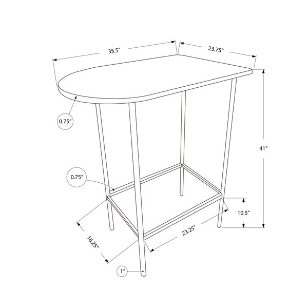 Monarch Specialties Home Bar, Bar Table, Bar Height, Pub, 36" Rectangular, Small, Kitchen, Metal, Grey Marble Look - I 2325
