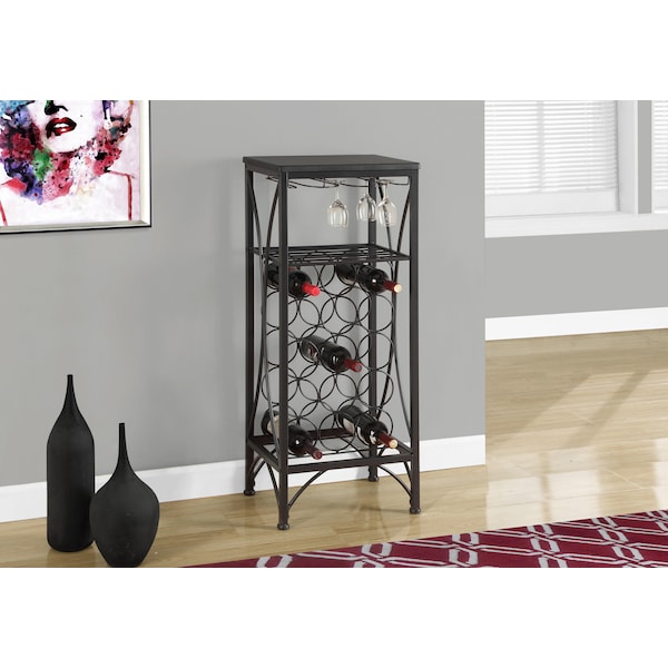 Monarch Specialties Home Bar, Wine Rack, Metal, Black, Black, Transitional - I 3347