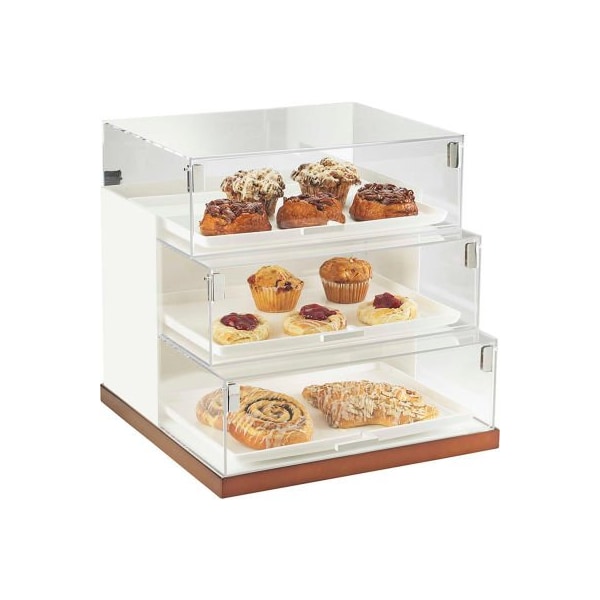 Cal Mil Plastics Cal-Mil Luxe Three Step Bread Case Display 19"W x 20"D x 19"H White and Stainless Steel - 3020-55