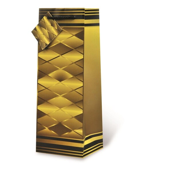 Wrap-Art Shades of Gold Printed paper Bag with Plastic Rope Handle - 17611