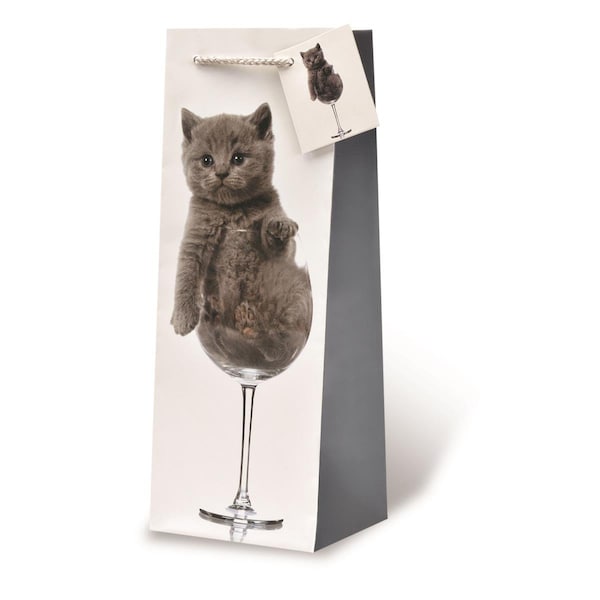 Wrap-Art A Purr-fect Pour Printed paper Bag with Plastic Rope Handle - 17600