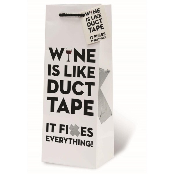 Wrap-Art Wine is Like Duct Tape Printed paper Bag with Plastic Rope Handle - 18009