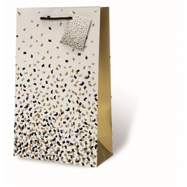 Wrap-Art 2-Bottle Confetti Printed paper Bag with Plastic Rope Handle - 18002