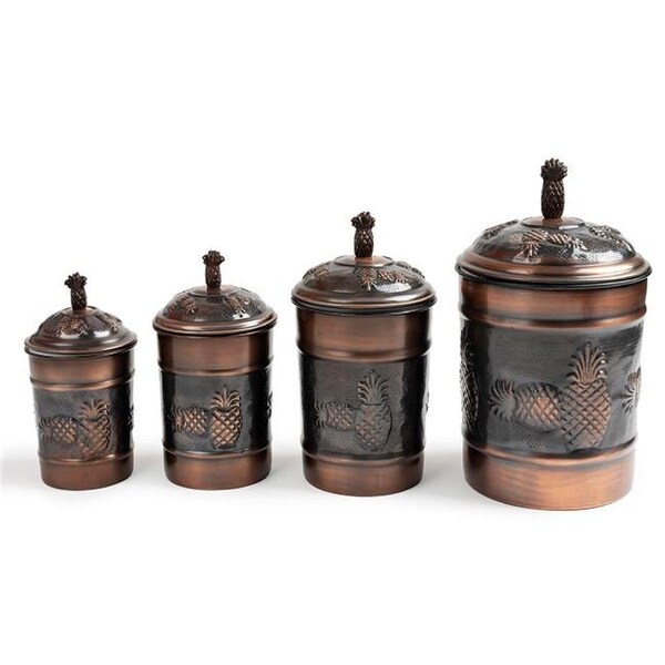 Nusteel Nusteel TG-590AC-2 1.5 qt. Pineapple Antique Copper Canister - TG-590AC-2
