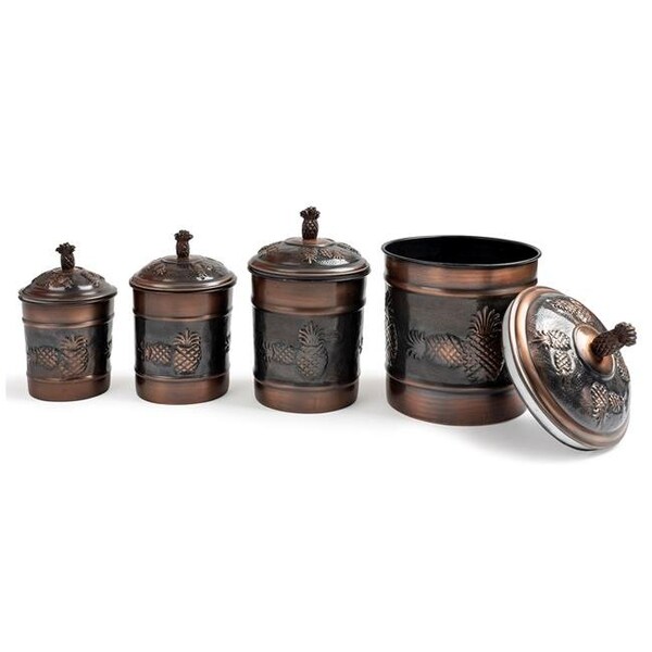 Nusteel Nusteel TG-590AC-3 2 qt. Pineapple Antique Copper Canister - TG-590AC-3