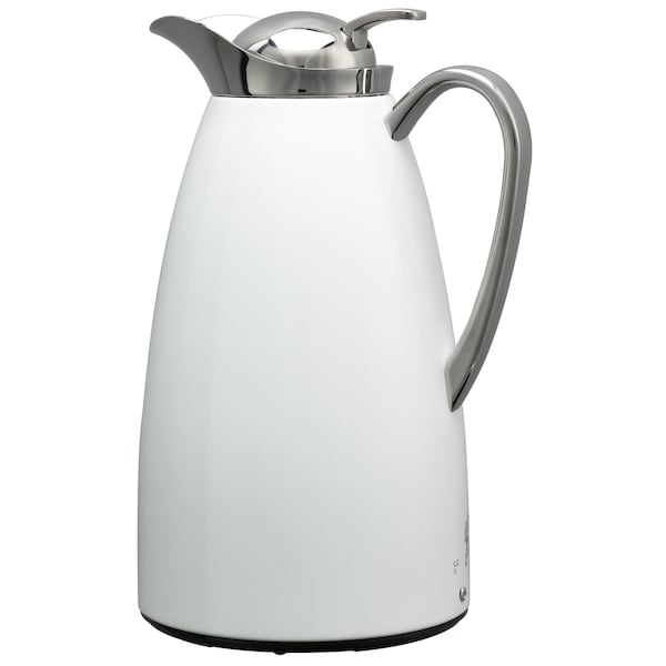 Service Ideas Classy Carafe, Vacuum Insulated Carafe, Stainless Vacuum, 1 Liter, White - CJZS1WHT