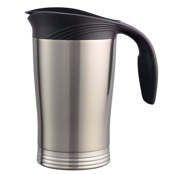 Service Ideas ErgoServ Vacuum Pitcher with Lid, Stainless Steel, 1.9 Liter, Brushed - 10-00009-010