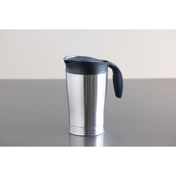 Service Ideas ErgoServ Vacuum Pitcher with Lid, Stainless Steel, 1.9 Liter, Brushed - 10-00009-010