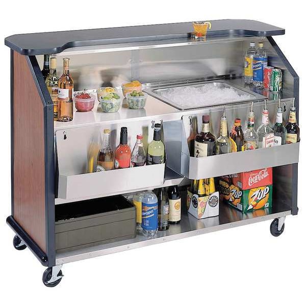 Lakeside Portable Bar with Black Laminate Finish, Stainless Steel - 887B