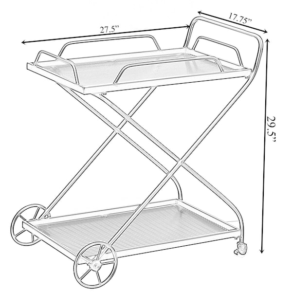 Vintiquewise Gold Metal Wine Bar Serving Cart with Rolling Wheels and Handles for Dining, Living room or Entryway - QI004278