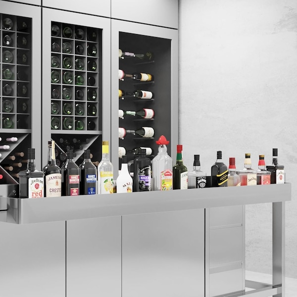 Amgood 72 in. Single Tier Stainless Steel Speed Rail Rack for Commercial Bars - SR-72-Z
