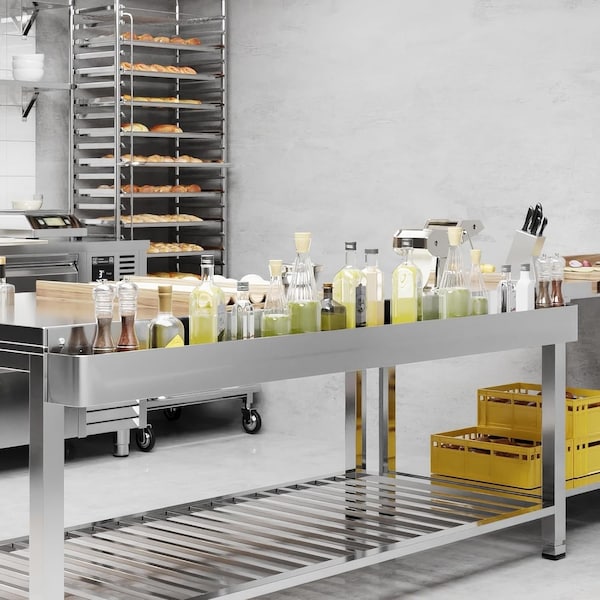 Amgood 72 in. Single Tier Stainless Steel Speed Rail Rack for Commercial Bars - SR-72-Z