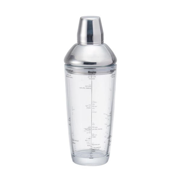 Houdini Houdini 24 oz Clear Glass/Stainless Steel Cocktail Shaker - H4-013604T