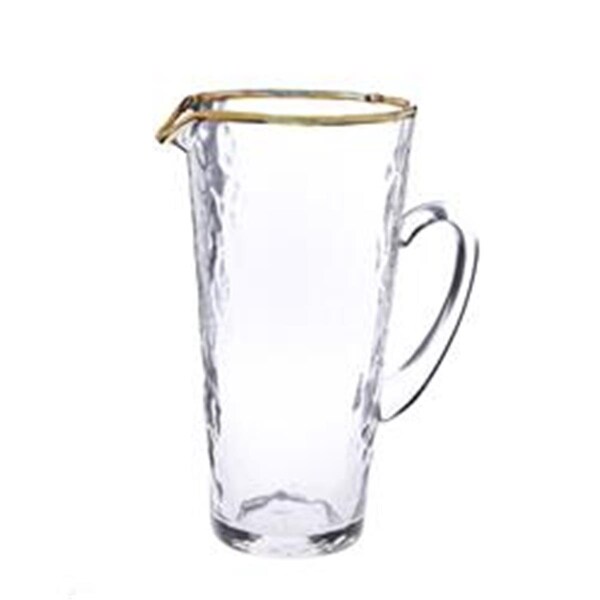 Classic Touch Decor Classic Touch Pebble Glass Pitcher with Gold Rim Handle - GJG1055