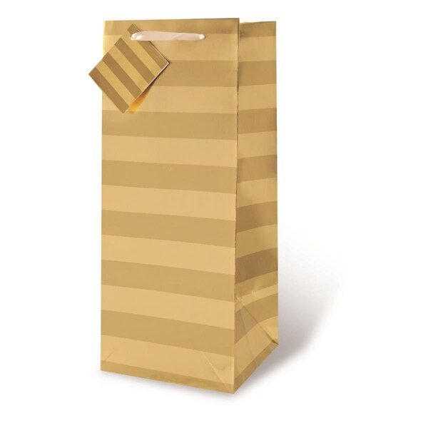Wrap-Art 1.75 Litre Gold Foil Stripe Bag with Plastic Rope Handle - 17352