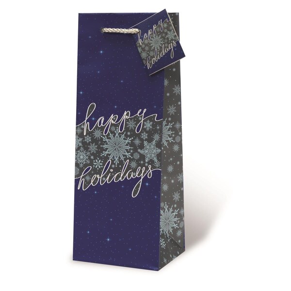 Wrap-Art Happy Holidays Printed paper Bag with Plastic Rope Handle - 17983