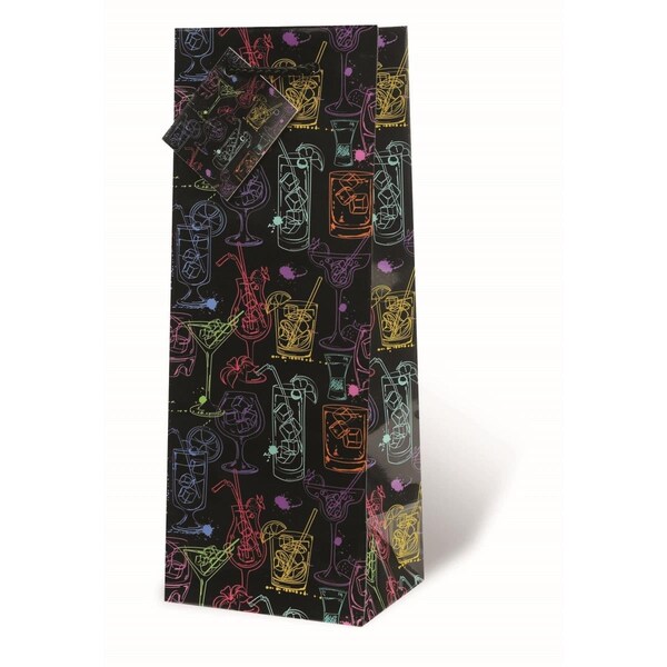 Wrap-Art Colorful Cocktails Printed paper Bag with Plastic Rope Handle - 18005