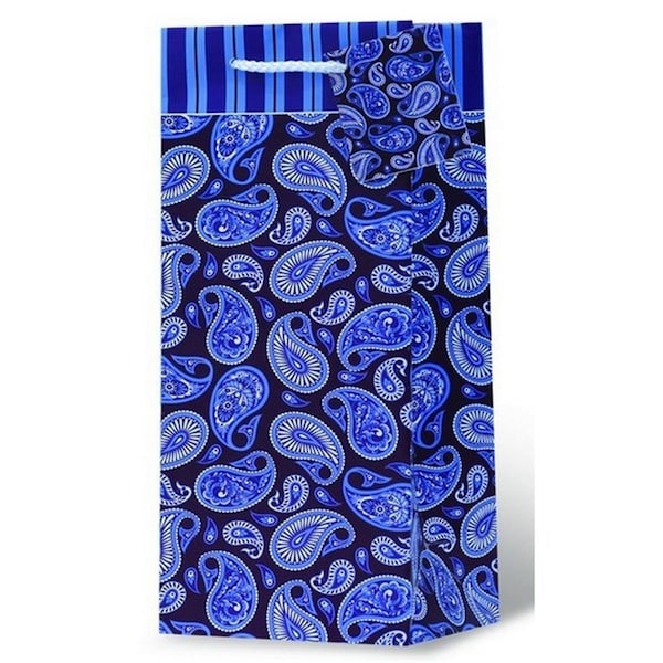 Wrap-Art Paisley Wine Bottle Gift Bag Blue - 17966