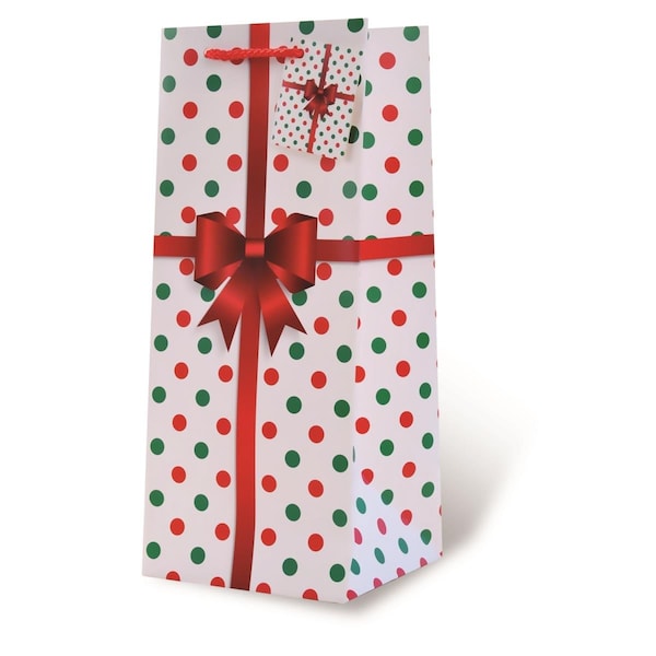 Wrap-Art 1.75 Litre Holiday Polka Dots Pepper Bag with Plastic Ribbon Handle - 17731
