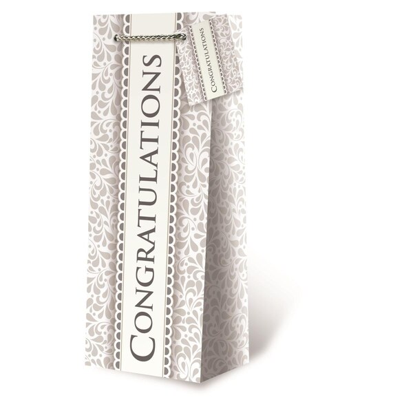 Wrap-Art Elegant Congratulations Printed paper Bag with Plastic Rope Handle - 17710
