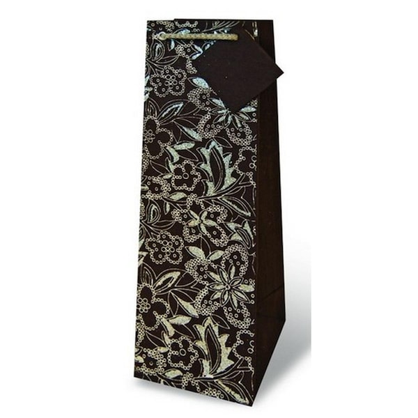 Wrap-Art Sophisticated Floral Wine Bottle Gift Bag - 17171
