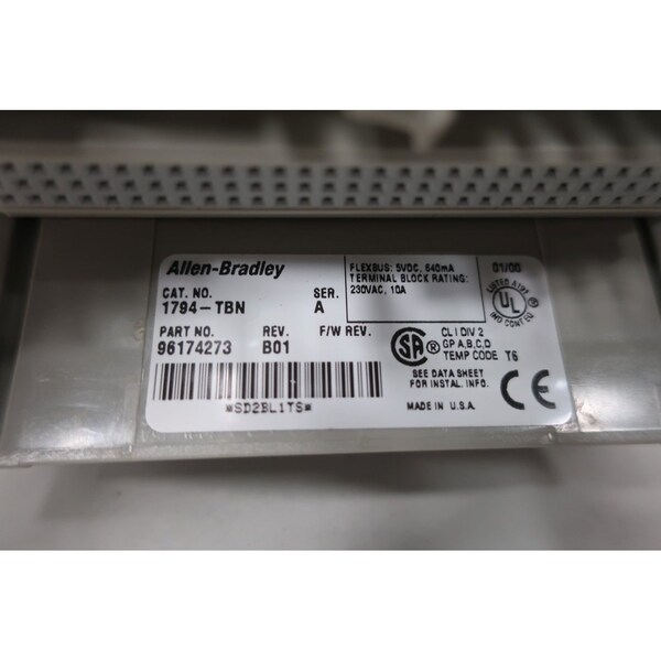 Base de terminal FLEX I/O SERIE A de Allen Bradley para partes y accesorios de PLC y DCS - 1794-TBN