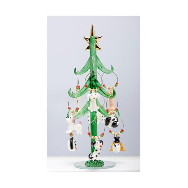 Ls Arts LS Arts  Tree With 9 Wine Charm Ornaments, Dog - Green - XM-1090